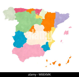 Spain map in watercolors over white background Stock Photo