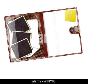 Watercolor style drawing of a daily planer agenda, organizer against white background Stock Photo