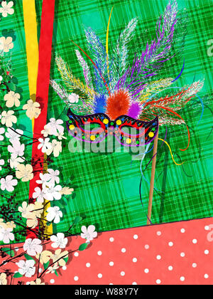 Watercolor style drawing Mardi Gras card Stock Photo