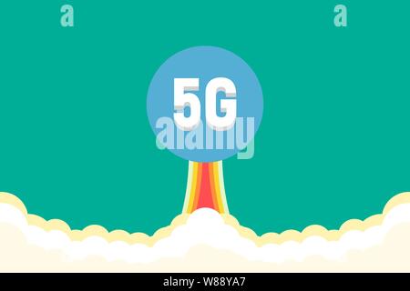 New 5G is flying in the sky like a rocket Stock Vector