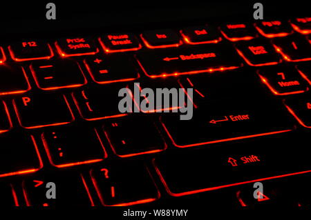 Keyboard with red back light Stock Photo