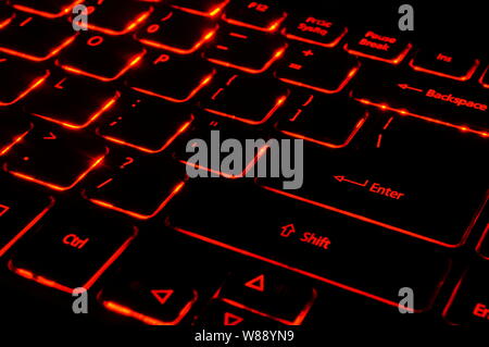 Keyboard with red back light Stock Photo