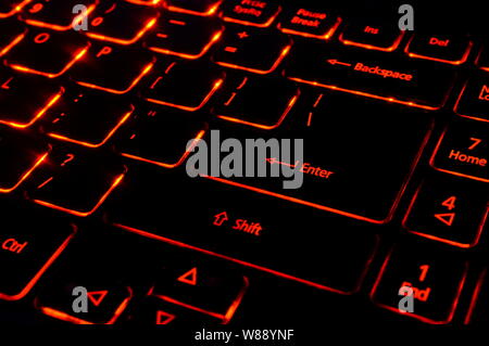 Keyboard with red back light Stock Photo