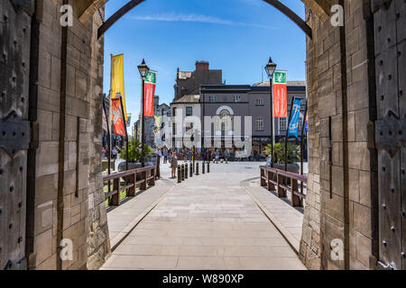 Gates of Cardiff Castle in Wales, UK Stock Photo