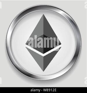 Crypto currency, metal icon ethereum design. Internet virtual money symbol Stock Vector