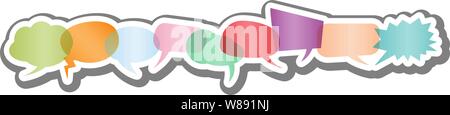 set of pastel colored comic speech bubbles or speech balloons on white background vector illustration Stock Vector
