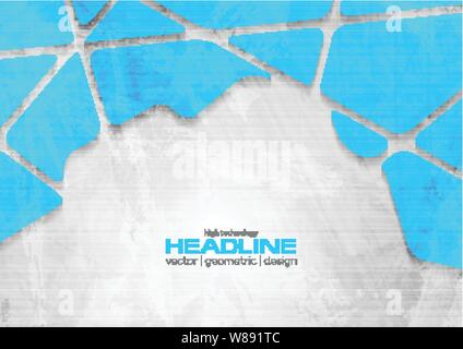Blue and grey tech grunge corporate background. Vector design Stock Vector