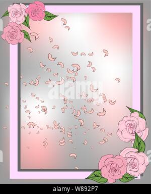 Texture from rose, sakura petals. Background with place for text. Frame pattern Stock Vector