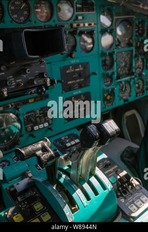 Cockpit of an old russian airplane. Stock Photo