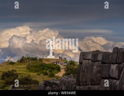 A Statue of Jesus Christ in close to Cuzco Peru Stock Photo