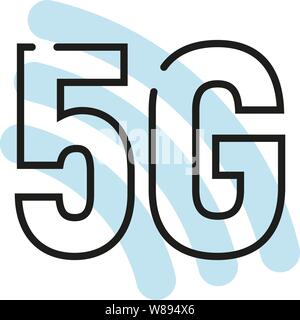 Vector tech icon wifi 5G sign. Internet 5G sign in flat minimalism style. Stock Vector