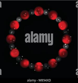 Concept contrast red black circles abstract background. Vector graphic design Stock Vector