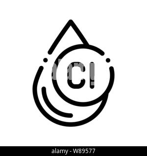 Clorum Liquid Drop Water Treatment Vector Icon Stock Vector