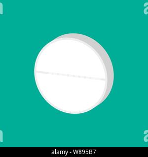 White pill icon. Vector illustration in flat isometric 3D style. Stock Vector