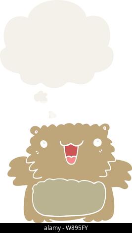 cartoon bear with thought bubble in retro style Stock Vector