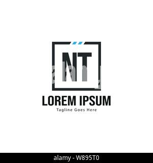 Initial NT logo template with modern frame. Minimalist NT letter logo vector illustration design Stock Vector