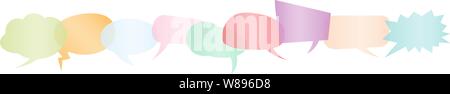 set of pastel colored comic speech bubbles or speech balloons on white background vector illustration Stock Vector