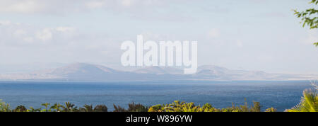 Giant panorama of Fuerteventura in the Canary Islands taken from Lanzarote - Travel landscape panorama Stock Photo