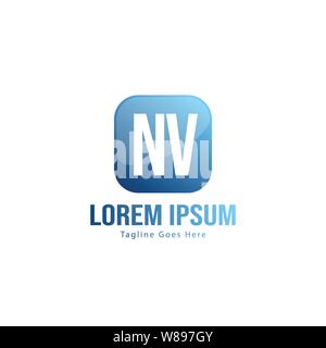 Initial NV logo template with modern frame. Minimalist NV letter logo vector illustration design Stock Vector