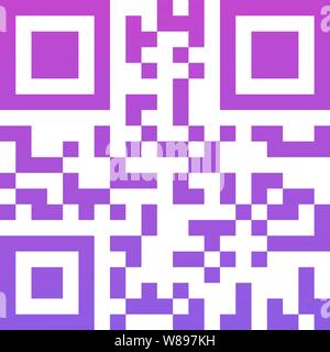 Blue QR code scanning vector icon or design logo in thin line style on dark background Stock Vector
