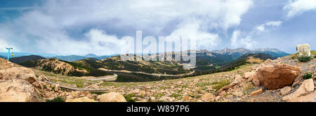 Summer panorama view of Rocky Mountains; Continental Divide; from Monarch Pass; Colorado; USA Stock Photo