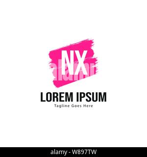 Initial NX logo template with modern frame. Minimalist NX letter logo vector illustration design Stock Vector