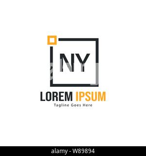 Initial NY logo template with modern frame. Minimalist NY letter logo vector illustration design Stock Vector