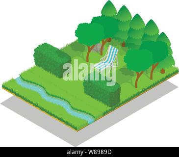 Quiet place concept banner, isometric style Stock Vector