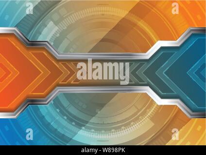 Technology abstract background with gear shape and arrows. Vector modern design Stock Vector