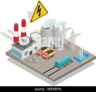 Power unit concept banner, isometric style Stock Vector