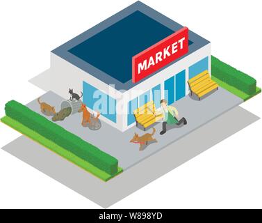 Pest animal concept banner, isometric style Stock Vector