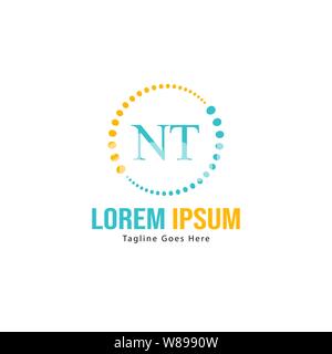 Initial NT logo template with modern frame. Minimalist NT letter logo vector illustration design Stock Vector