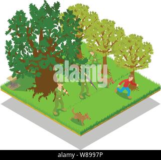 Rabid animal concept banner, isometric style Stock Vector