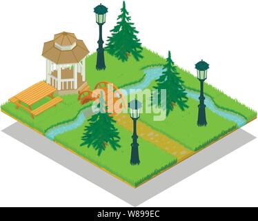 Park territory concept banner, isometric style Stock Vector