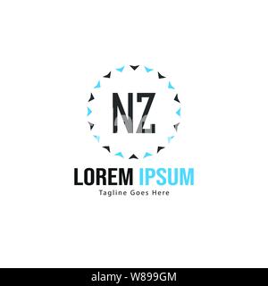 Initial NZ logo template with modern frame. Minimalist NZ letter logo vector illustration design Stock Vector