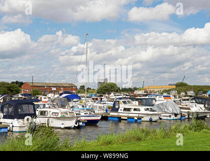 Boats moored in Viking Marina, Goole, East Yorkshire, England UK Stock Photo