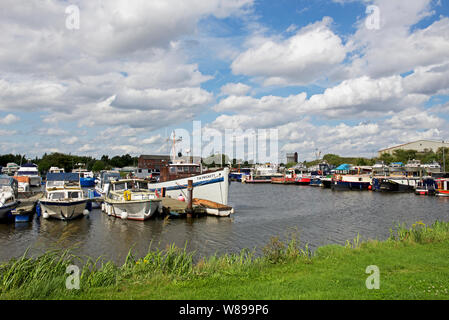 Boats moored in Viking Marina, Goole, East Yorkshire, England UK Stock Photo