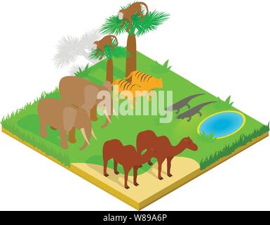 Creature concept banner, isometric style Stock Vector