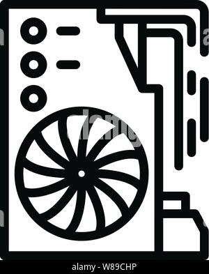 Video card icon, outline style Stock Vector