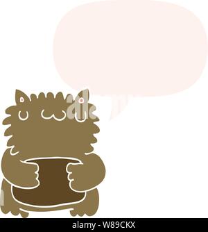 cartoon bear with speech bubble in retro style Stock Vector
