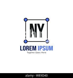 Initial NY logo template with modern frame. Minimalist NY letter logo vector illustration design Stock Vector