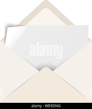 realistic envelope and piece of paper vector illustration Stock Vector
