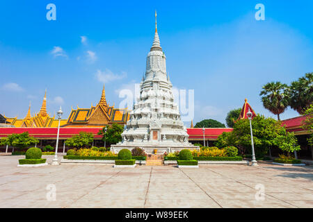 White Stupa is located near the Royal Palace in Phnom Penh in Cambodia Stock Photo
