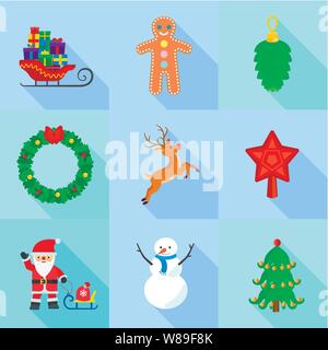 Christmas holidays icon set. Flat set of 9 christmas holidays vector icons for web design isolated on white background Stock Vector