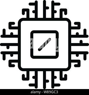 Computer processor icon, outline style Stock Vector