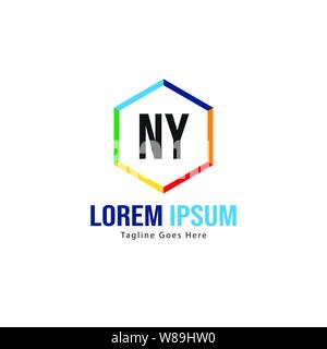 Initial NY logo template with modern frame. Minimalist NY letter logo vector illustration design Stock Vector