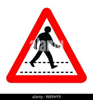 The traditional 'PEDESTRIAN' triangle, traffic sign isolated on a white background.. Stock Vector