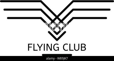 Flying club logo, outline style Stock Vector