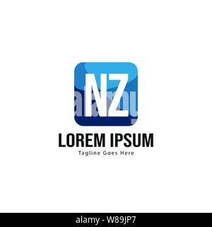 Initial NZ logo template with modern frame. Minimalist NZ letter logo vector illustration design Stock Vector