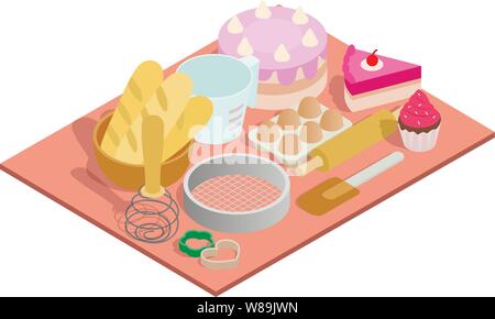 Tea day concept banner, isometric style Stock Vector